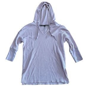 Calvin Klein Performance Women's Waffle Knit V-Neck Shirt Hood Size Small